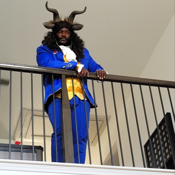 Men's Fashion Prince Uniform Gold Embroidered Jacket Suit Jacket - Picture 5 of 12